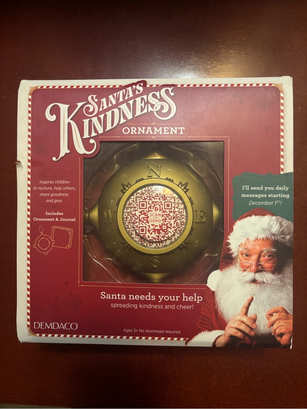 DEMDACO Gold Santa's Kindness Compass Ornament